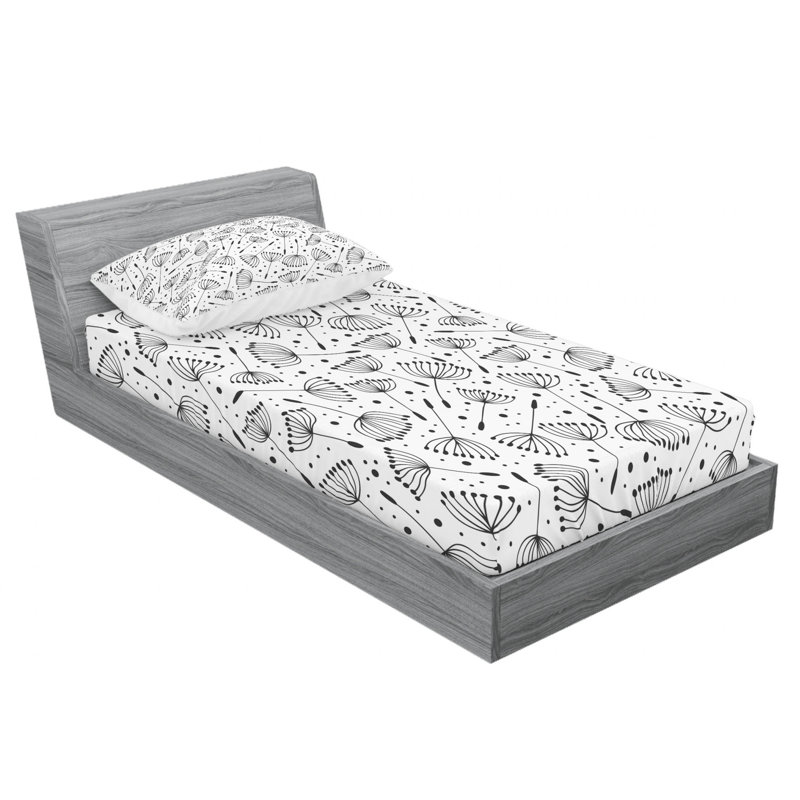 Microfiber Floral Sheet Set, Twin Sheet Set with Fitted Sheet