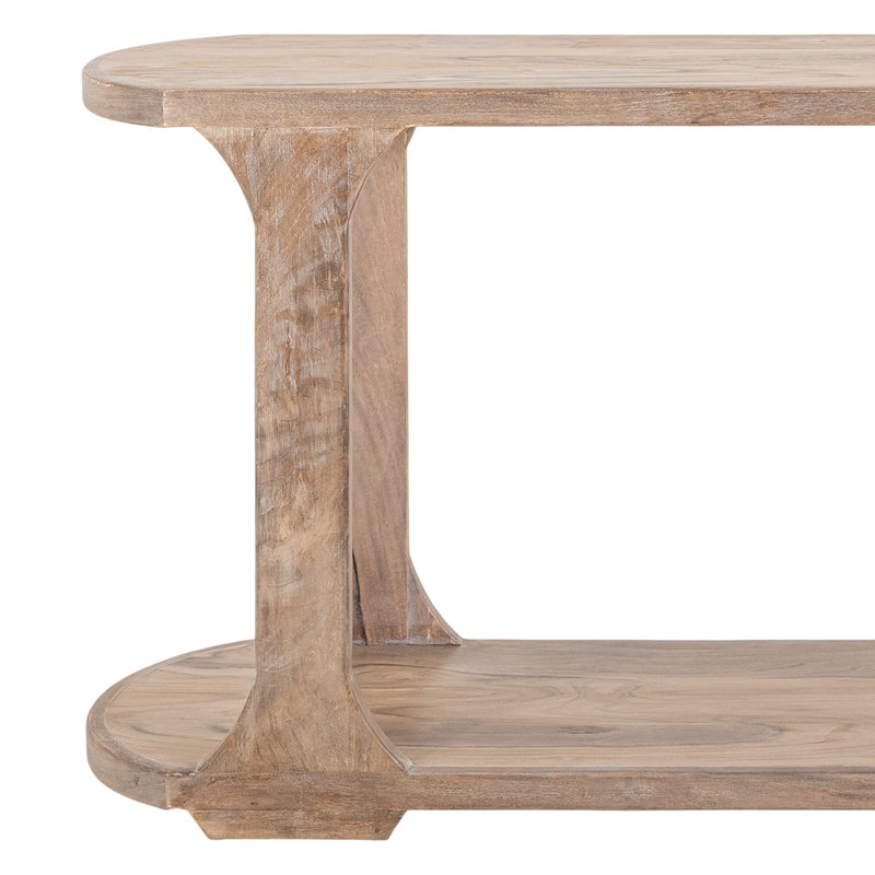 Console Eray, 1 tablette, bois de tonneau, 59 pouces, Brun teck clair