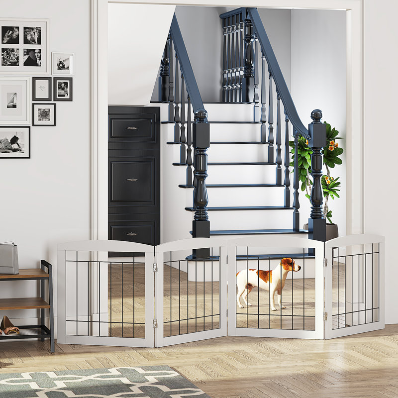 Emmalynne Manufactured Wood Free Standing Pet Gate, White