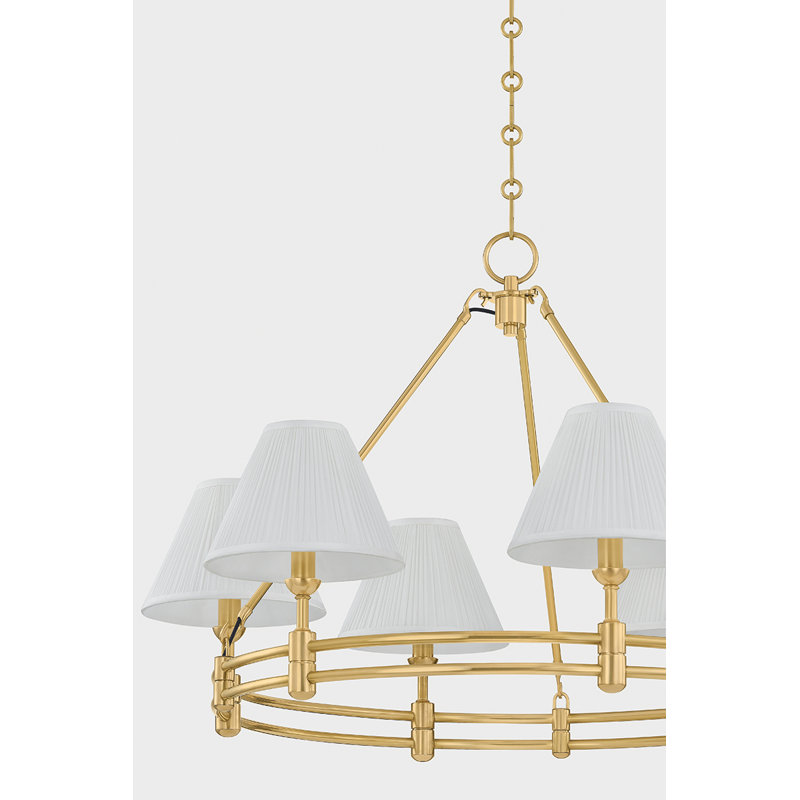 Howard Chandelier by Mark D. Sikes, 6 Lights, Antique Brass, 23" H x 32.75" W x 32.75" D