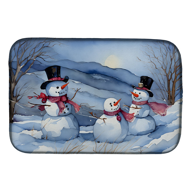 Christmas Snowmen Dish Drying Mat