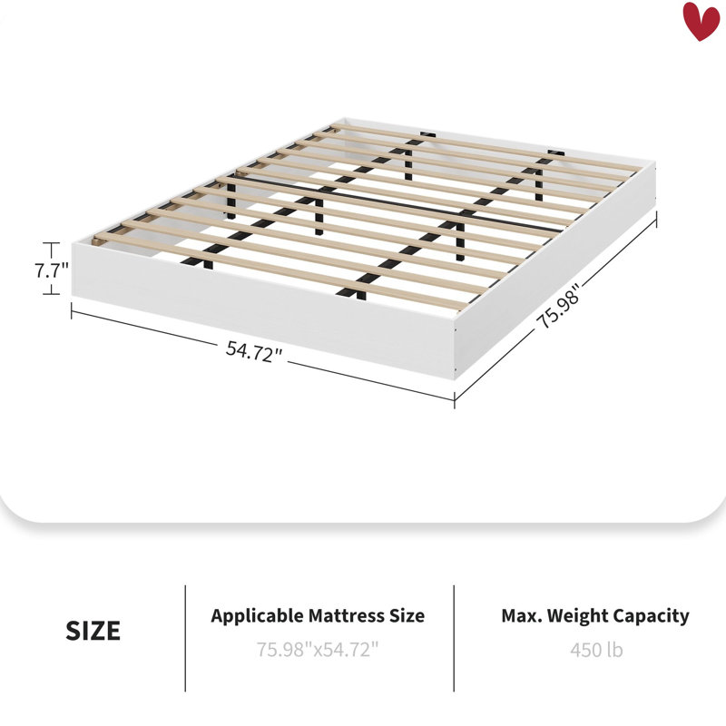 Lit plateforme Wood, Double / blanc