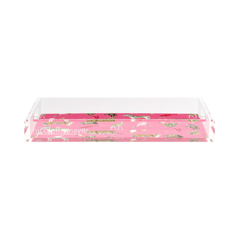 Dapper Rectangle Striped and Damask Decorative Tray, 2" H x 12.5" W x 7.75" D, Black