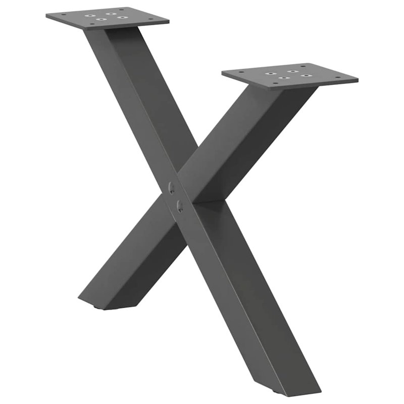 Dining Table Legs X-Shaped, 31cm H x 60cm W, Anthracite