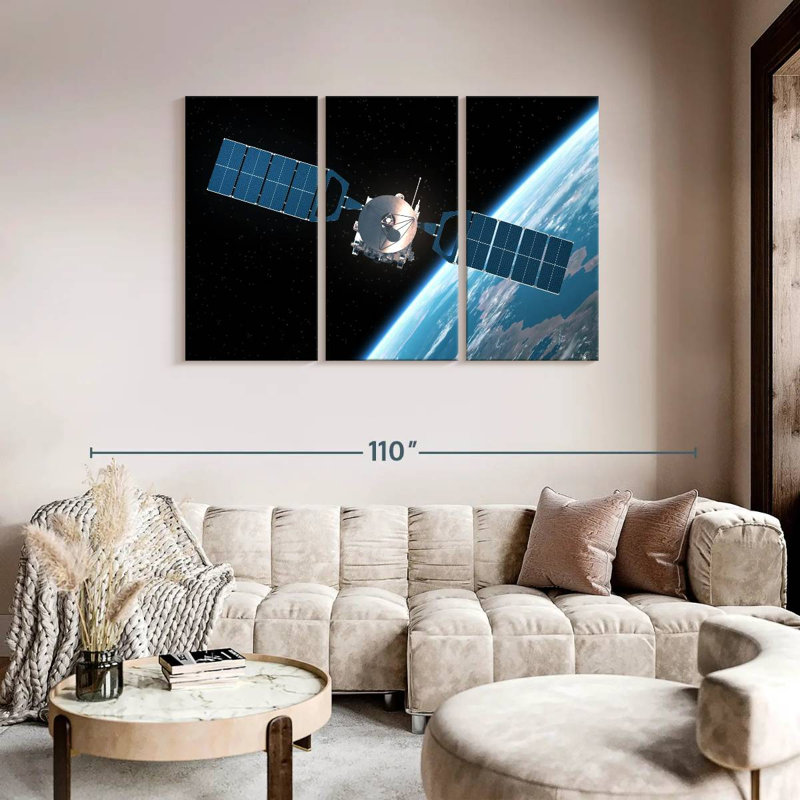'Satellite Orbiting Earth, 48" H x 74" W