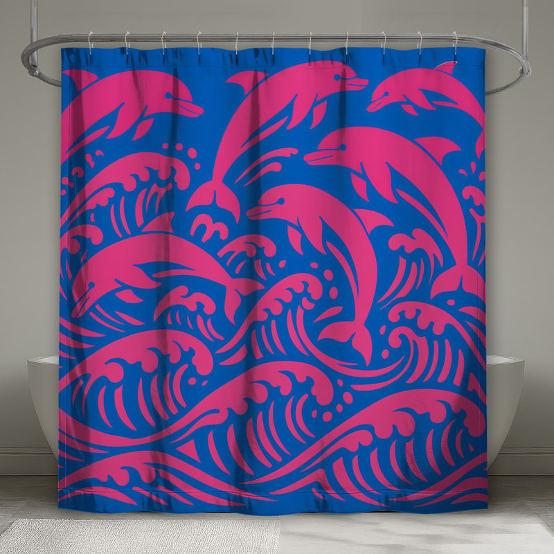 Rideaux de douche Dolphins Waves, 70in W x 93in H