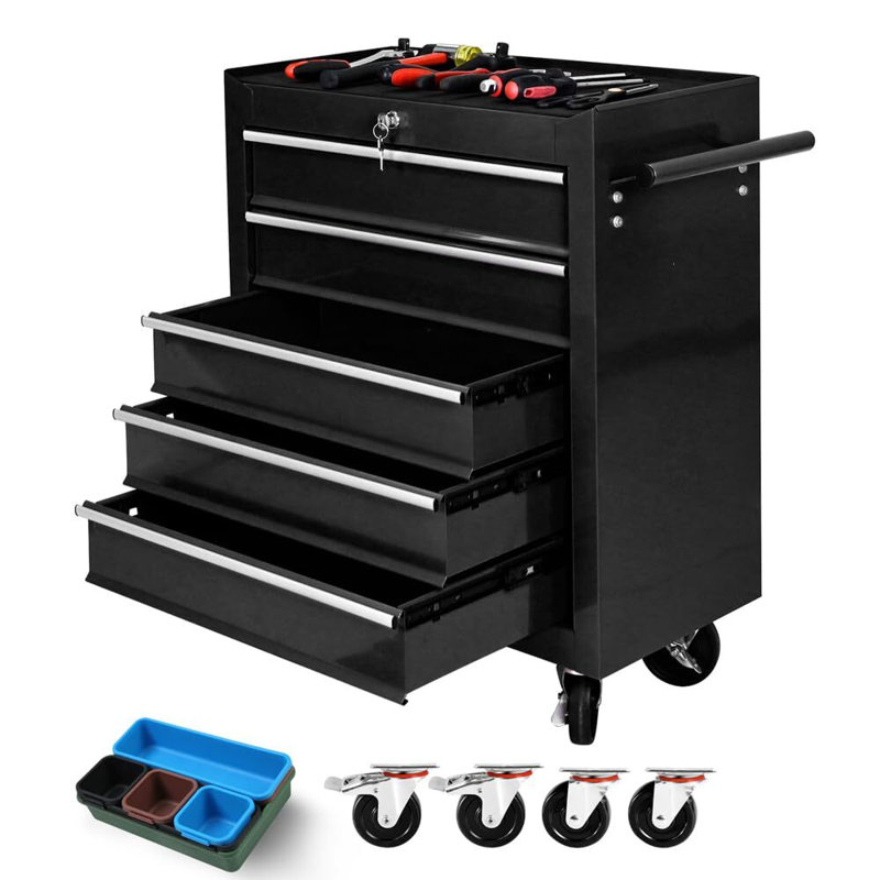 5 Drawer Tool Chest With Wheels,Metal Locking Rolling Tool Box