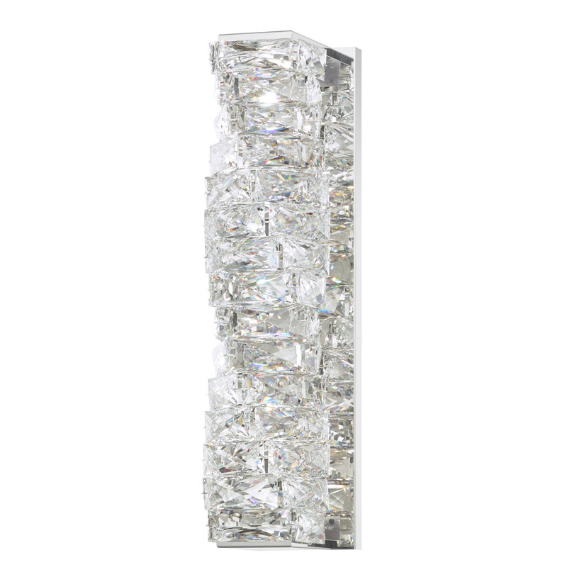Stainless Steel LED Sconce with Clear Swarovski Crystals