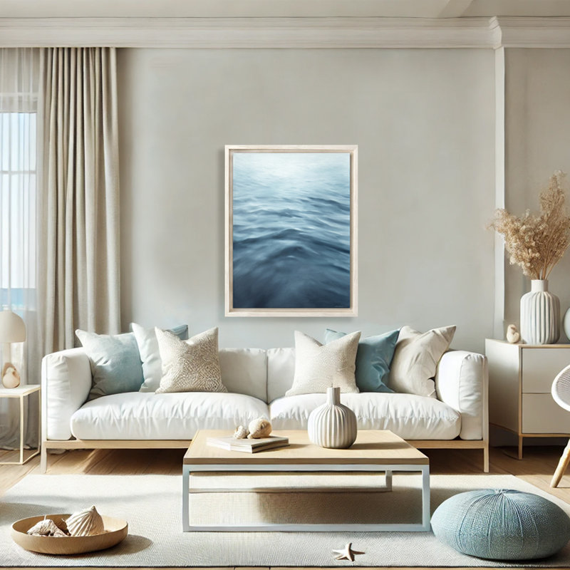 Coastal Retreat  Underwater Clouds XXI - Floater Frame Print on Canvas, 40" H x 30" W x 2.375" D, Framed Canvas, Beige