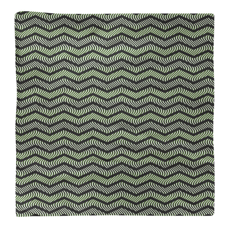 Serviette en coton à chevrons ondulés Stephenie, Noir, vert, 10 po x 10 po