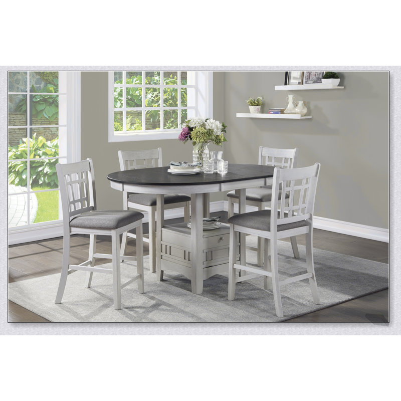 Antique White Finish Wood Framed Counter Height Chair Set, Upholstered Seat for Comfort and Elegance in Dining Rooms