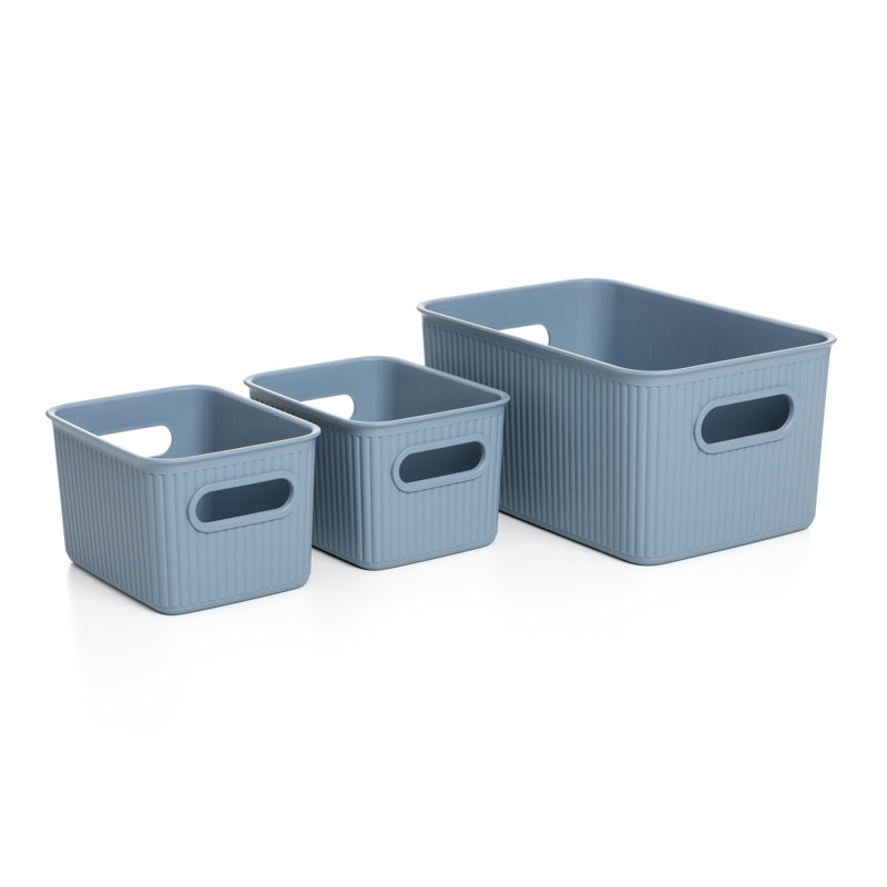 Rebrilliant Plastic Decorative Bin, Stone Blue