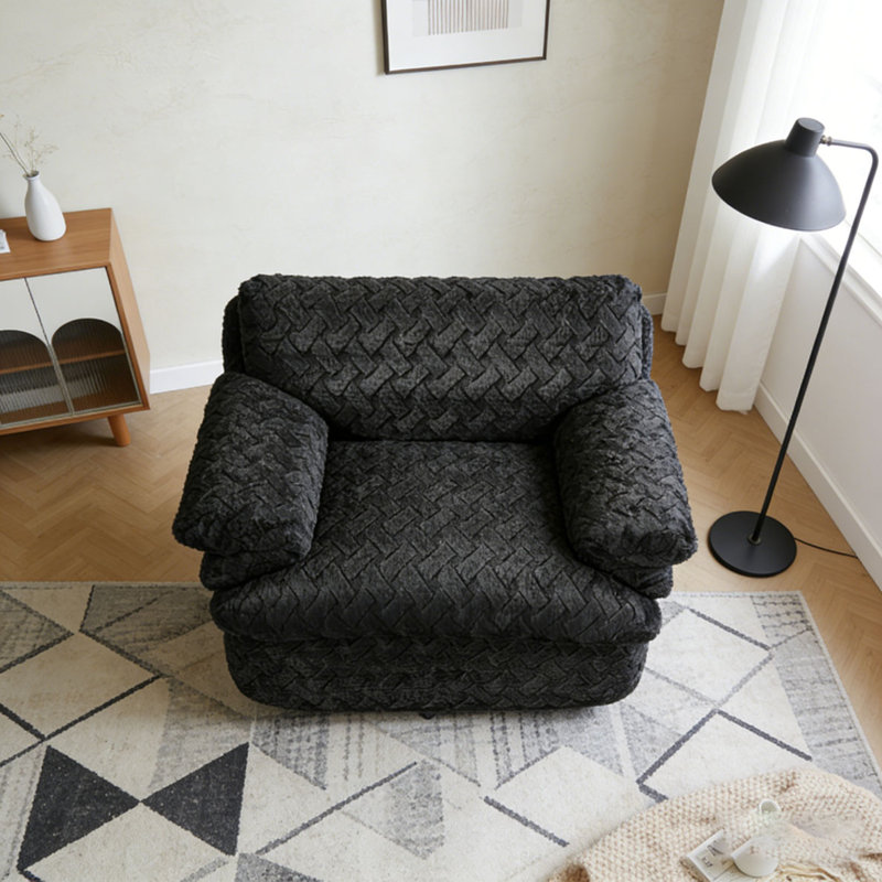 Canapé à compression avec pivot, Velours côtelé noir