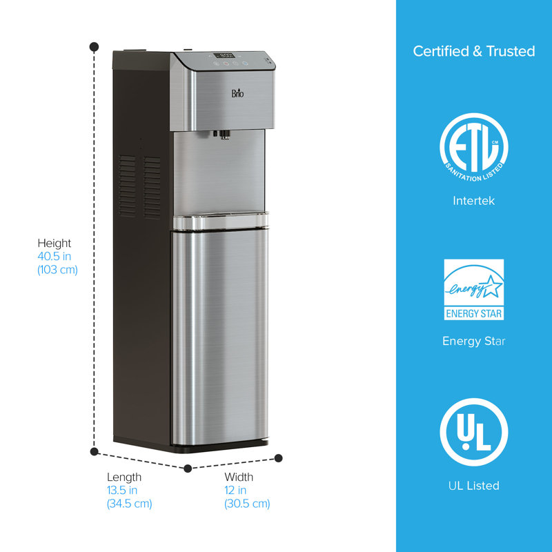 Brio Free Standing Bottom Loading Electric Water Dispenser, Stainless Steel