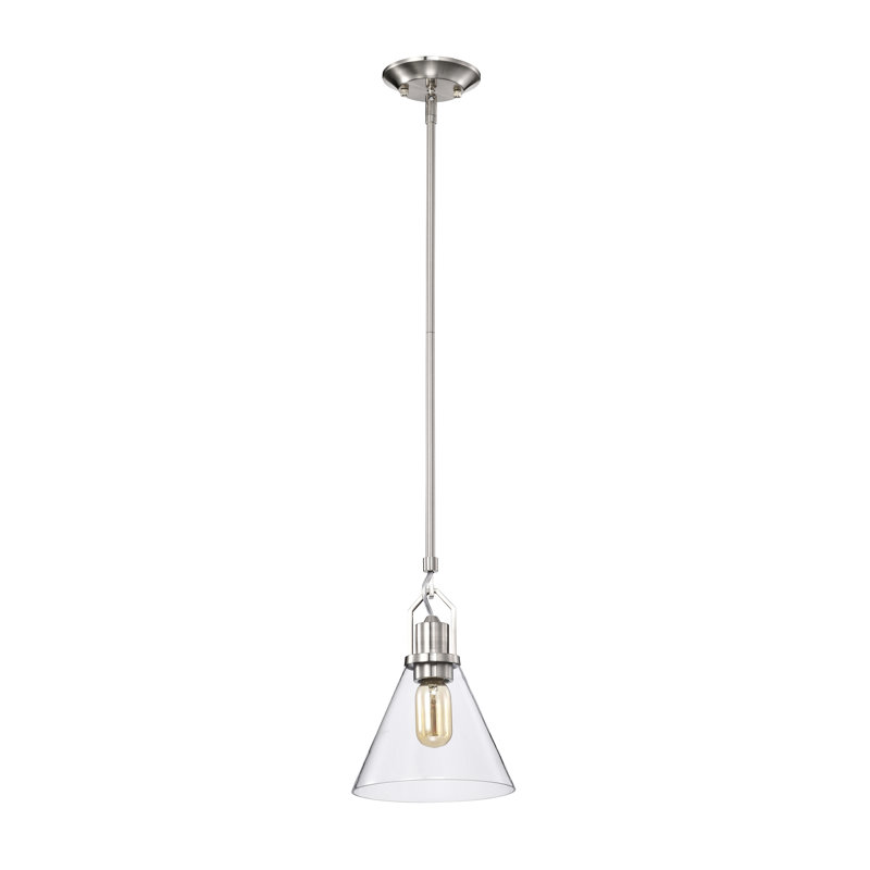 Luminaire suspendu conique à 1 lumière June, Nickel brossé, H 11,5 po x l 8 po x P 8 po