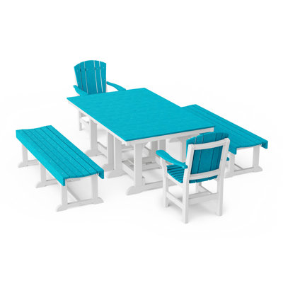Heritage 5-Piece Rectangular Dining Set With Benches