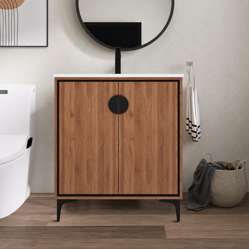 Ensemble de meuble-lavabo simple 18,32 po avec plateau en céramique Stroman