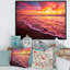 Coucher de soleil rose foncé et jaune au-dessus de l'océan - reproduction sur toile-67388009-67388002