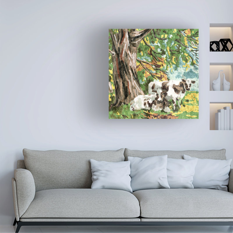 «Cows Under A Tree II» sur toile, H 24 po x l 24 po