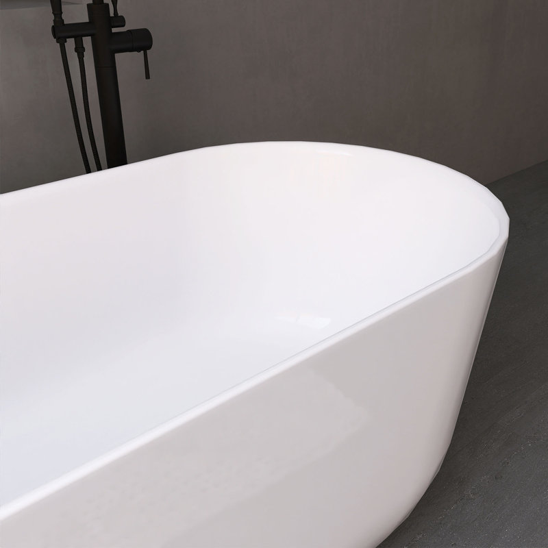 59,1 po X 28,3 po Baignoire de trempage autoportante en acrylique blanc brillant