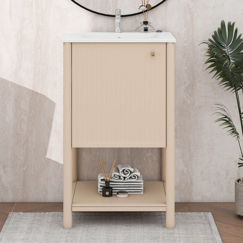 20 Inch Bathroom Vanity With Sink,Open Shelf