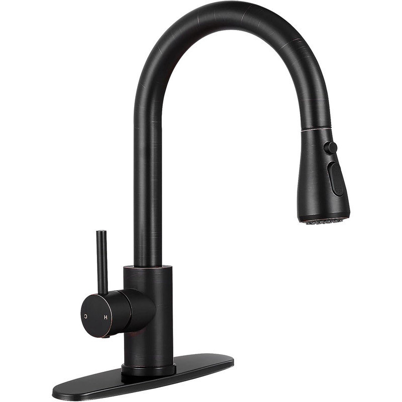 Oil Rubbed Bronze Pull Down Kitchen Faucet with Spray