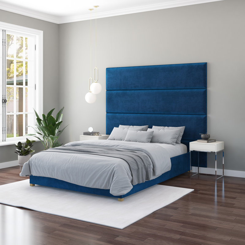 Natalia 45cm x 210cm Upholstered Wall Paneling, Navy