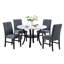 Table de salle à manger ronde avec plateau inférieur ouvert, plateau blanc, pieds noirs, look moderne, sièges 4 et table de base en bois d'hévéa