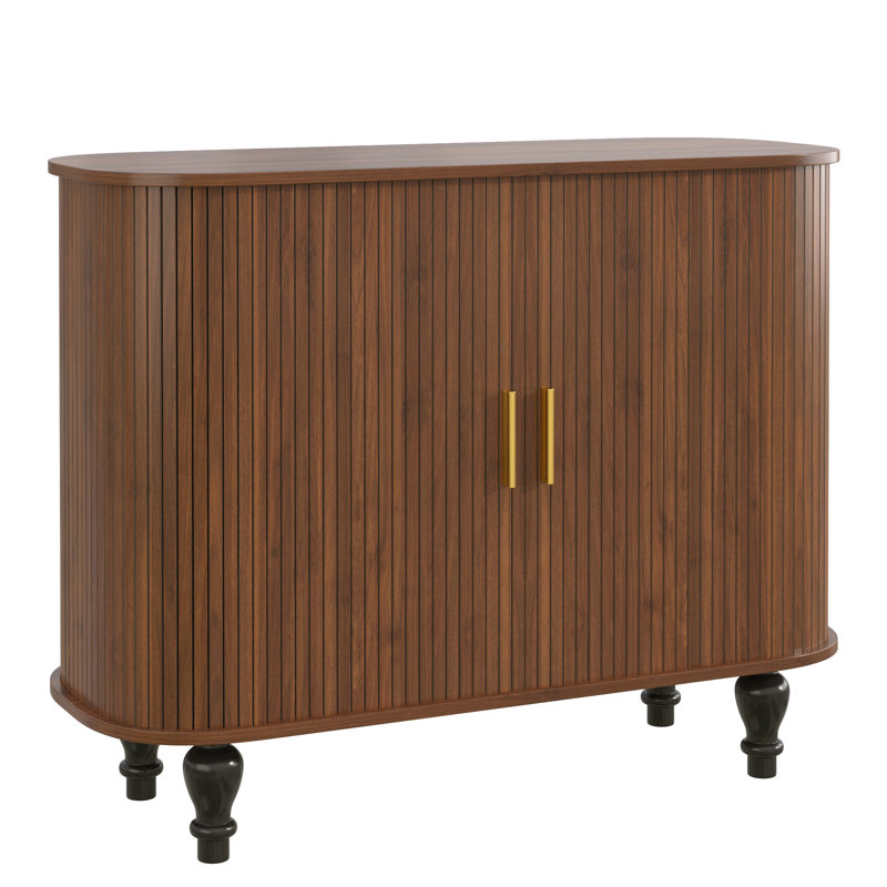 39'' Modern Bar Cabinet, Wine Cabinet Sideboard Buffet With Wine Glass Holder & Wine Rack, Walnut