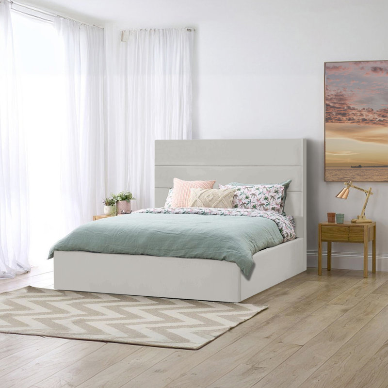Maelia Upholstered Ottoman Bed, Double (4'6), Silver