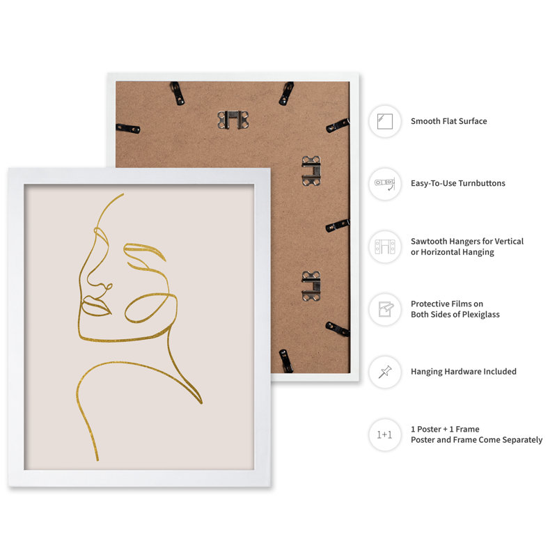 Contour doré no2, Poster, 24"H x 32"W, White Framed