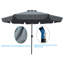 Parasol de patio extérieur 10 pi (3M) avec rabat, 8 pièces, avec inclinaison, avec manivelle, sans base, gris / anthracite, taille de poteau 38 mm (1,49 pouce)