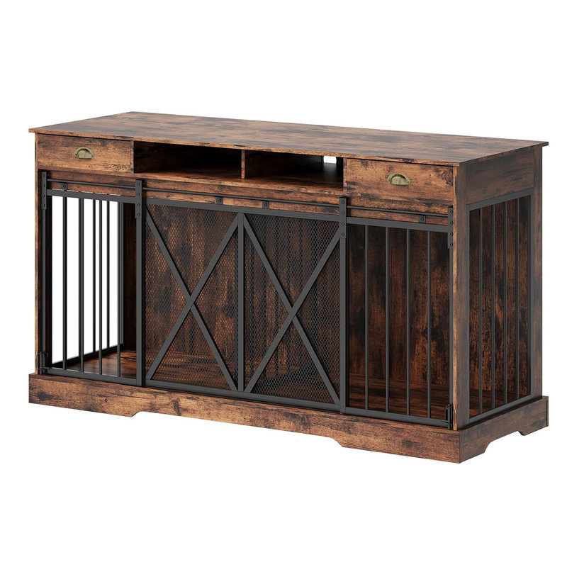 Caisse pour chien double 63 po avec diviseur amovible 63 po