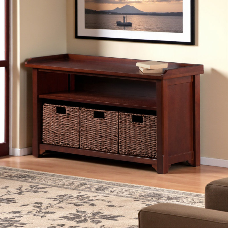 Banc de rangement 4 pièces Cyril avec 3 paniers pliables et 2 tablettes Cyril, H 21,83 po x l 39,82 po x P 13,9 po