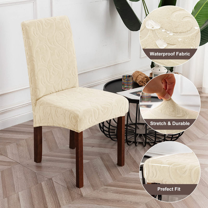Housses de chaise de salle à manger imperméables, housses extensibles pour chaise de salle à manger, housse de protection pour chaise de cuisine, amovible, lavable (4, motif floral)
