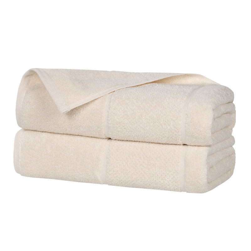 Ensemble de serviettes épaisses en mélange de coton à viscose Mile Smart Twist, Ivoire ivoire, Drap de bain - paquet de 2