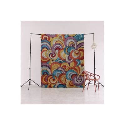 Multi Color Wavy Spiral Pattern Creative Modern Decorative Machine Washable Area Rug