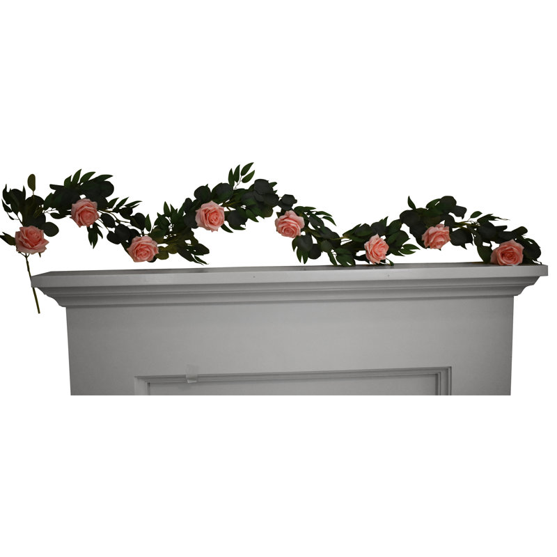 Guirlande 72 "Faux Roses Eucalyptus, Rose