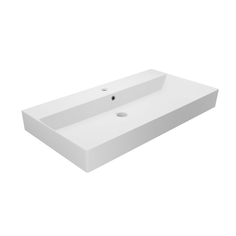 Energy 33.5'' L Bathroom Sink, Single, Matte White