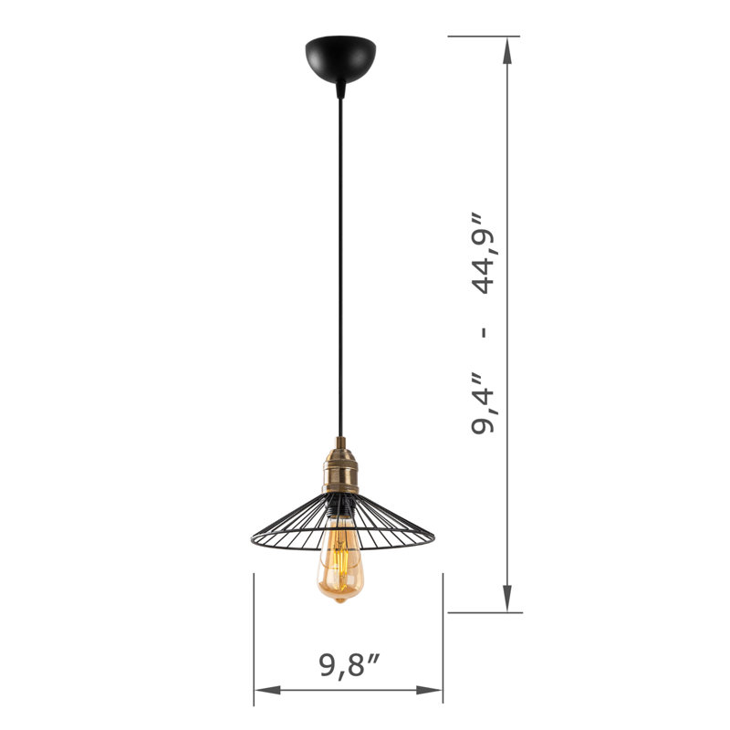 Luminaire suspendu simple à hauteur réglable avec capuchon en métal
