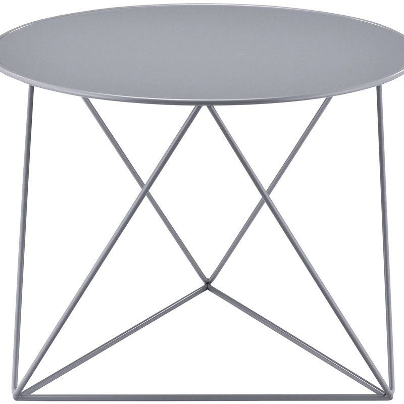 Table d'appoint ronde grise en métal gris avec un design polyvalent pour les maisons de construction géométrique moderne