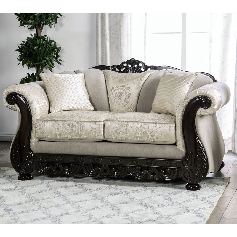 Akyla Chenille Rolled Arm Sofa, Ivory, 40" H x 70" W x 36" D