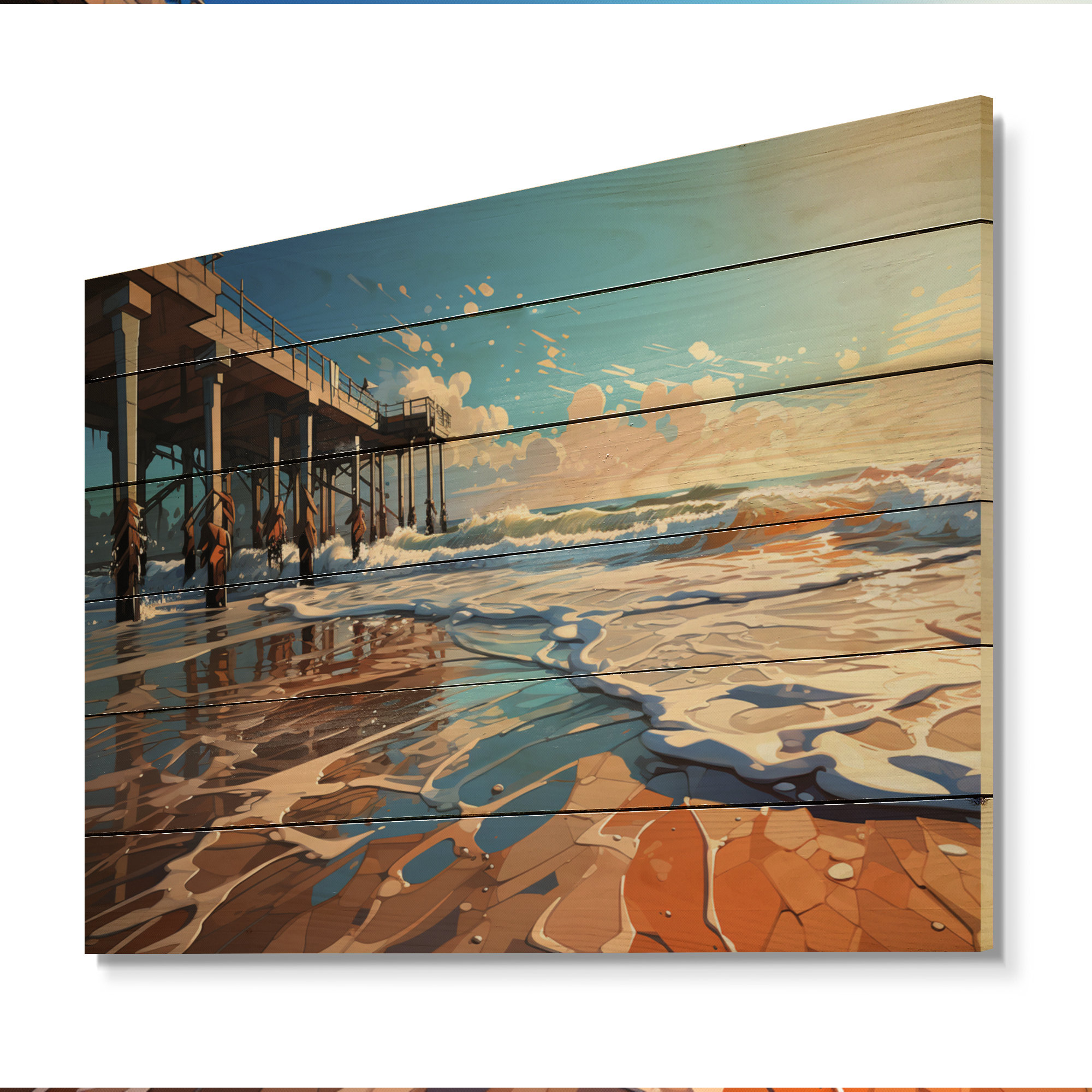 Rosecliff Heights Pier Abstract Pier An II On Wood Print | Wayfair