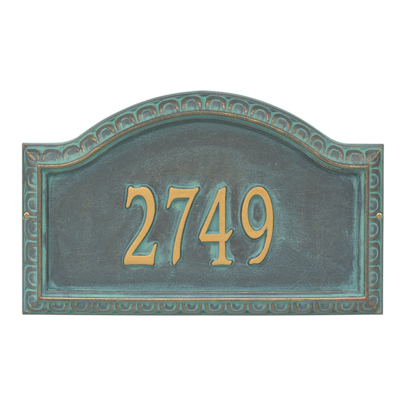 Plaque d'adresse murale personnalisée 1 ligne Penhurst, Bronze, vert-de-gris, Oui