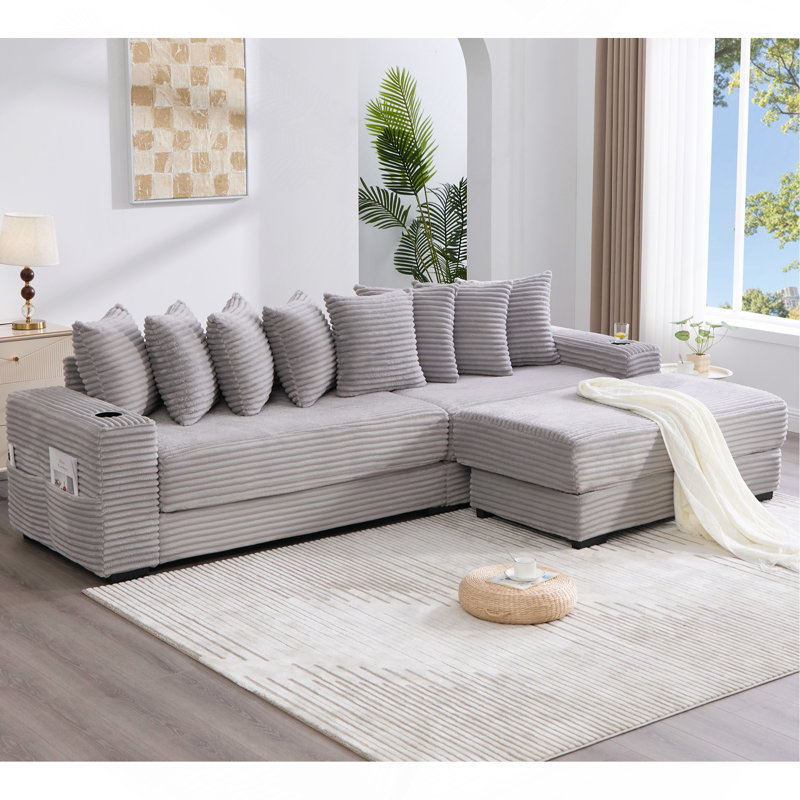 Canapé modulaire en L 110,75 po, Gris clair