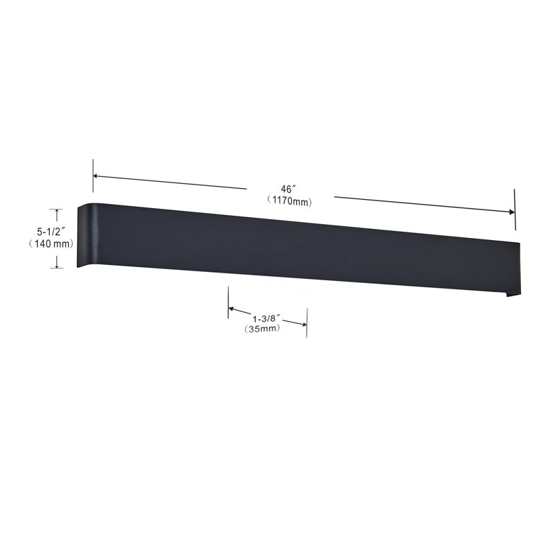 Elexius 46" Long Linear Recessed Wall Sconce, Noir
