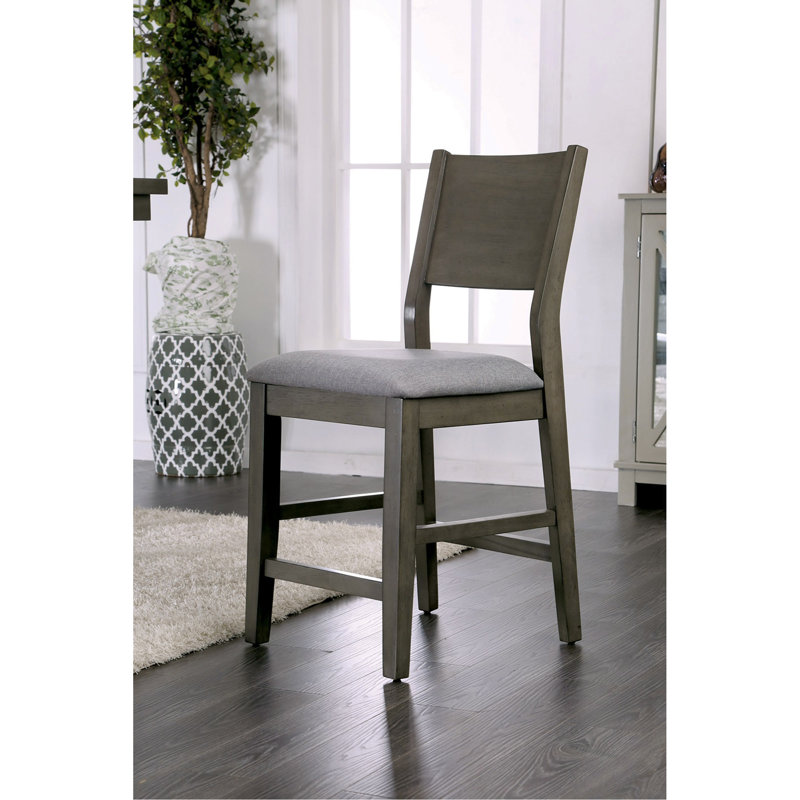Ensemble de chaises de salle à manger grises à hauteur de comptoir rembourrées en tissu de 2 pièces