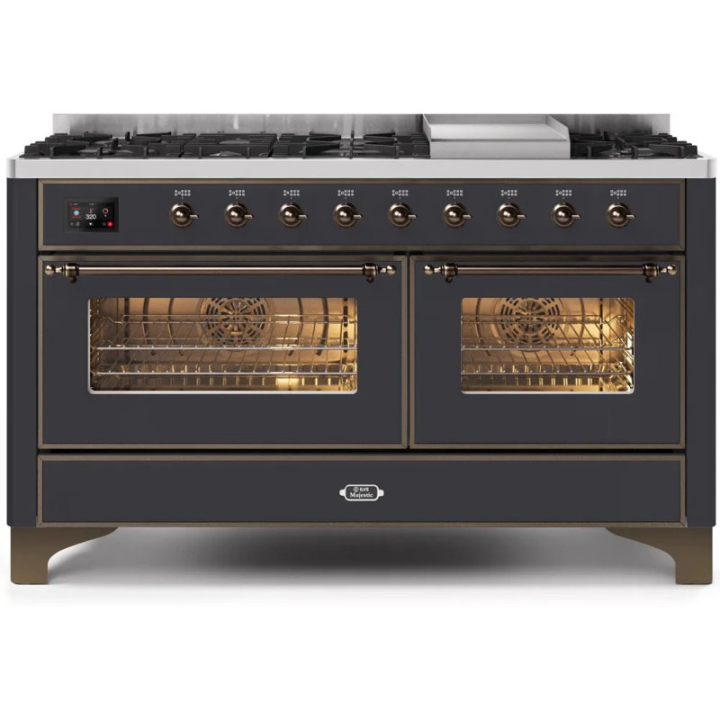 Cuisinière à gaz double autoportante 60 po 5,02 pi³ avec plaque chauffante Majestic II, Propane liquide