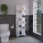 Armoire de rangement haute en lin avec sept tablettes ouvertes