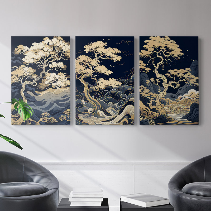 Lanscape Study Series L - Ensemble de 3 toiles tendues avec châssis - Prêt à être accroché, H 12 po x l 8 po